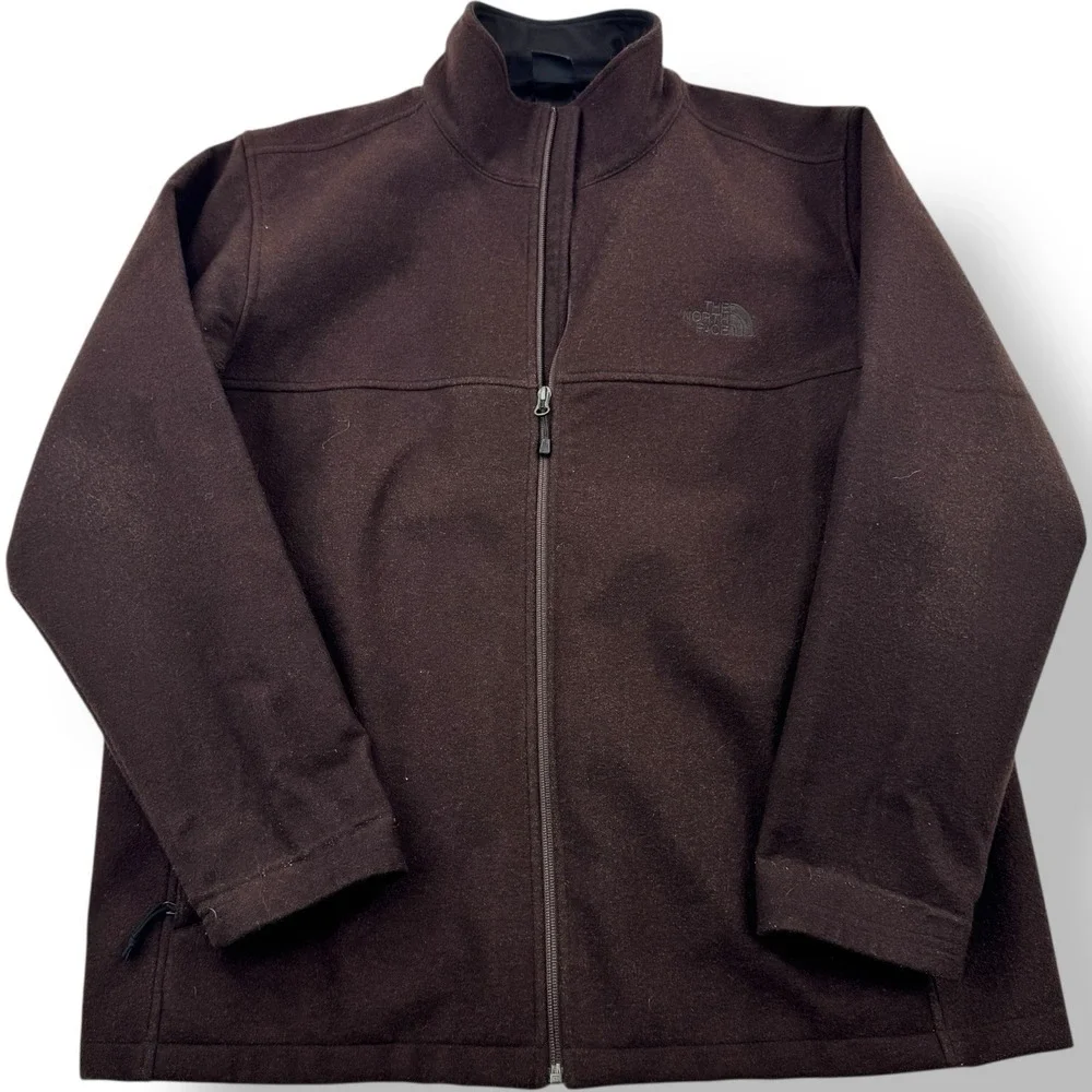 The North Face Brown‎ Full Zip Jacket Wool Polyester Nylon Blend Men's Size XL